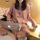 Girls Comfortable Cotton 2 pc Night Wear - Pink Animal
