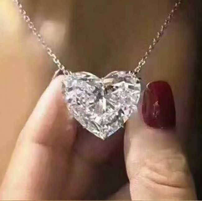 Pure Natural Heart Crystal CZ Necklace