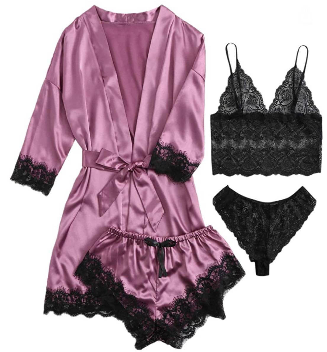 Bridal Silk 4 Piece Night Gown Set