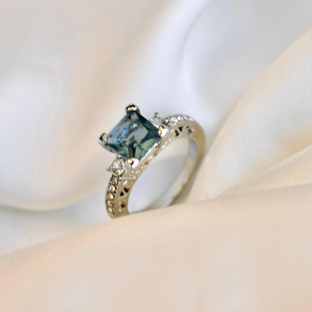 Dainty Square Royal Blue Ring