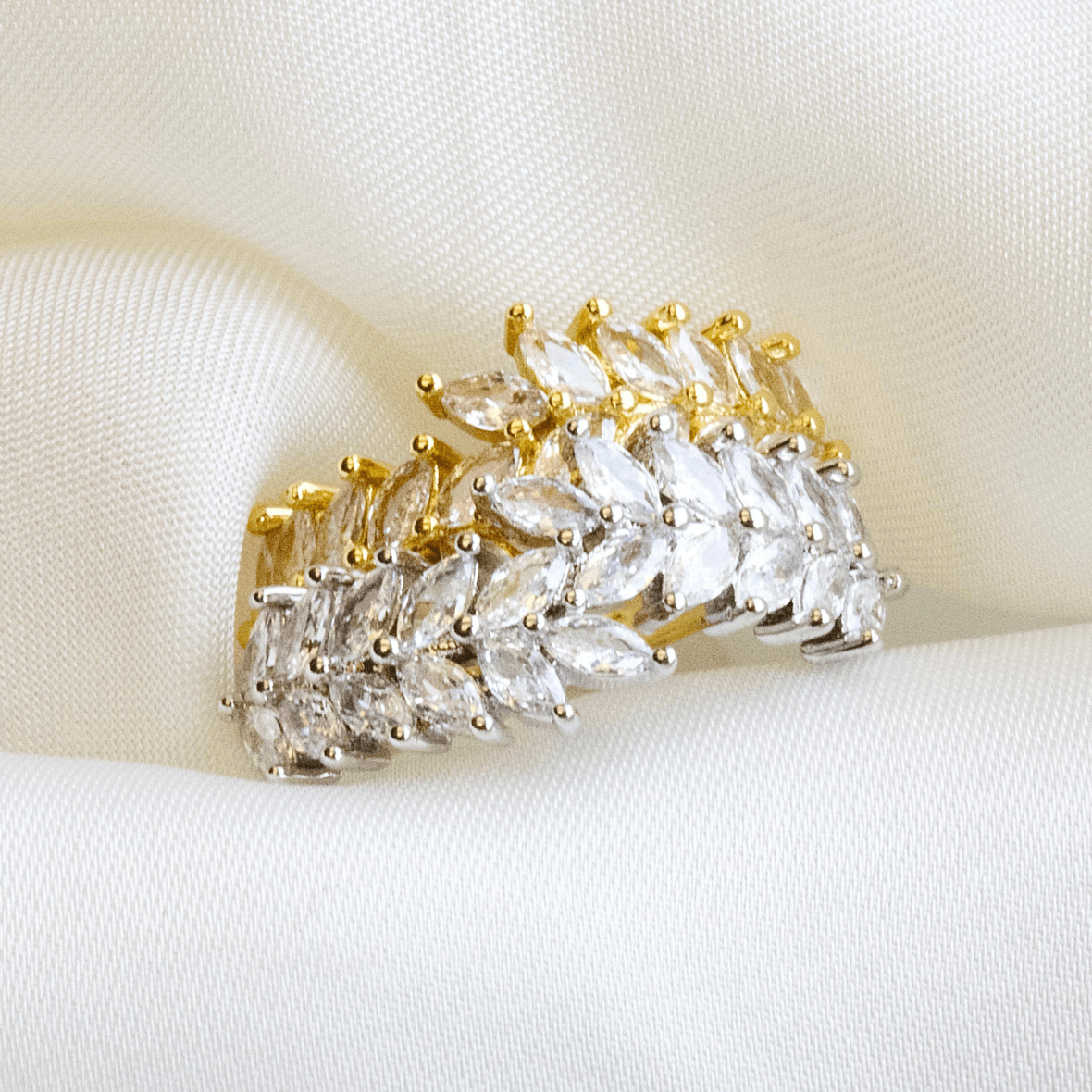 Crystal Cubic Zirconia Leaf Shape Ring