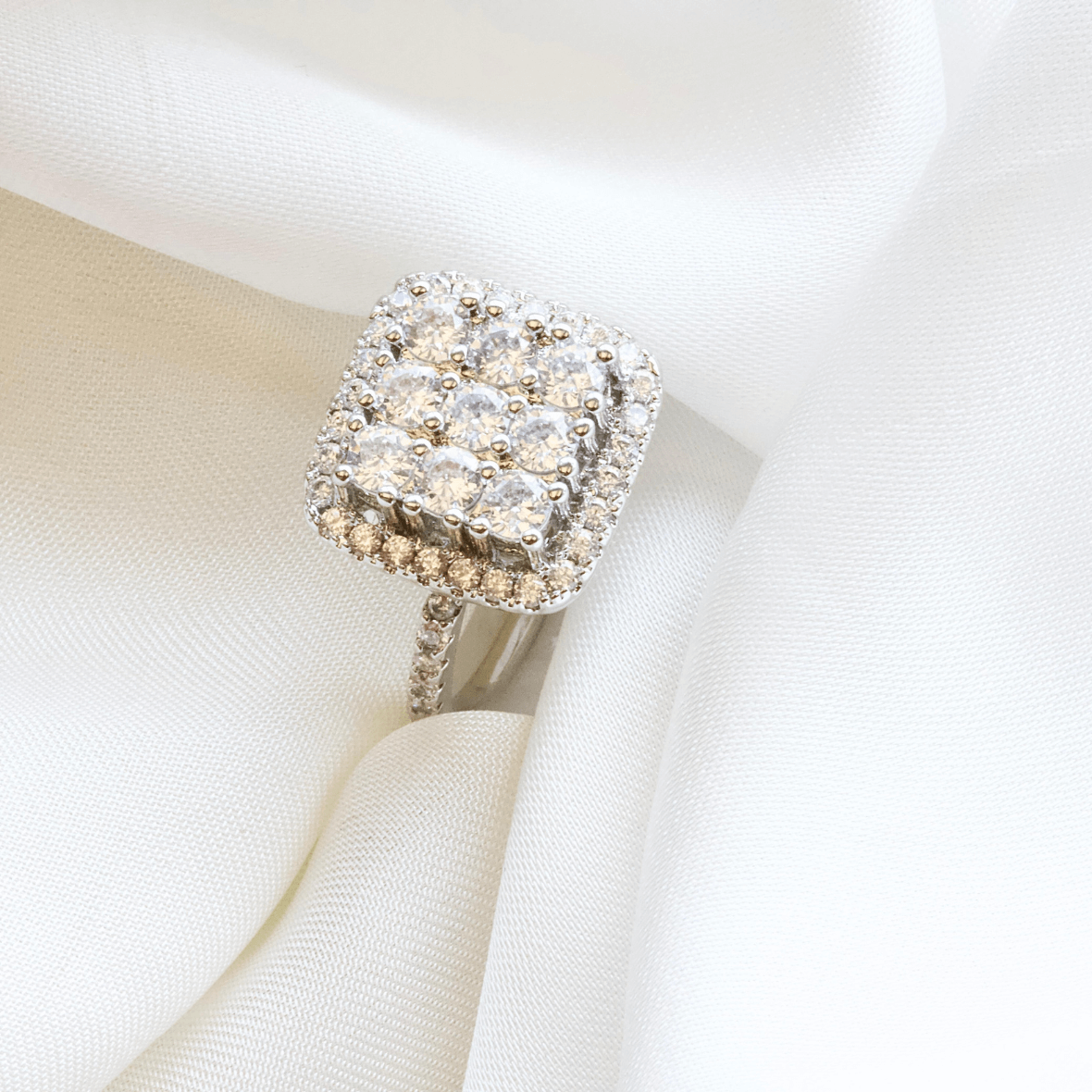 Luxury Micro Pave Cubic Zirconia Square Ring