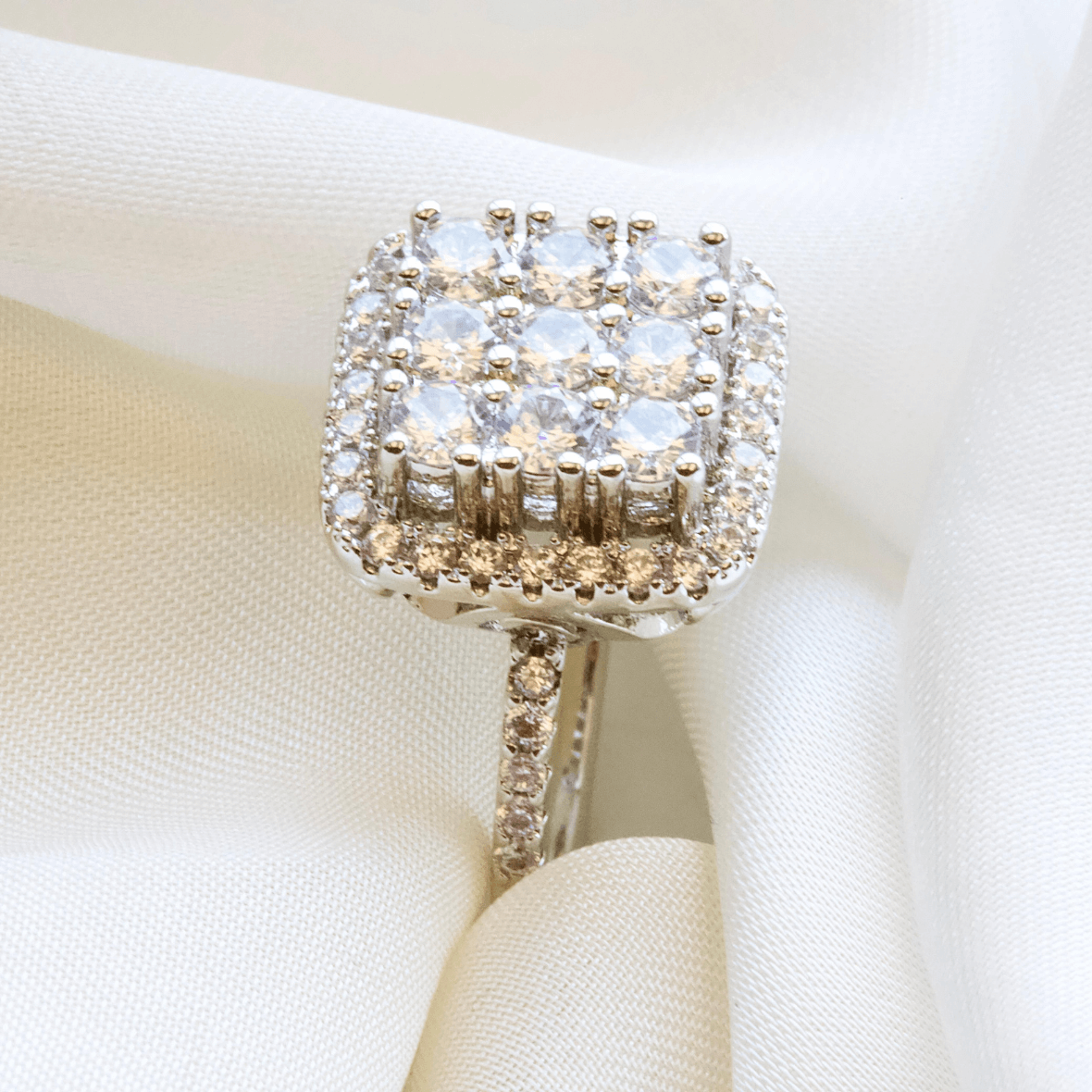 Luxury Micro Pave Cubic Zirconia Square Ring