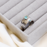 Ethnic Style Blue Water Drop Zircon Ring