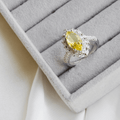Big Yellow Marquise Cut 925 Silver Ring