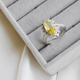 Big Yellow Marquise Cut 925 Silver Ring