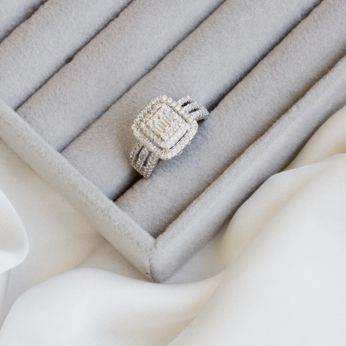 Geometric Cubic Zirconia Ring