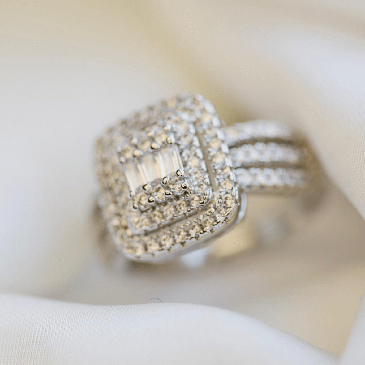 Geometric Cubic Zirconia Ring