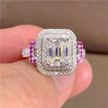 Radiant Cut Shiny Zircon Pink Ring