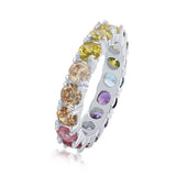 Rainbow Diamond 925 Silver Plated Ring