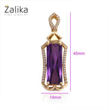 Rectangle Big Zircon Pendant with Chain