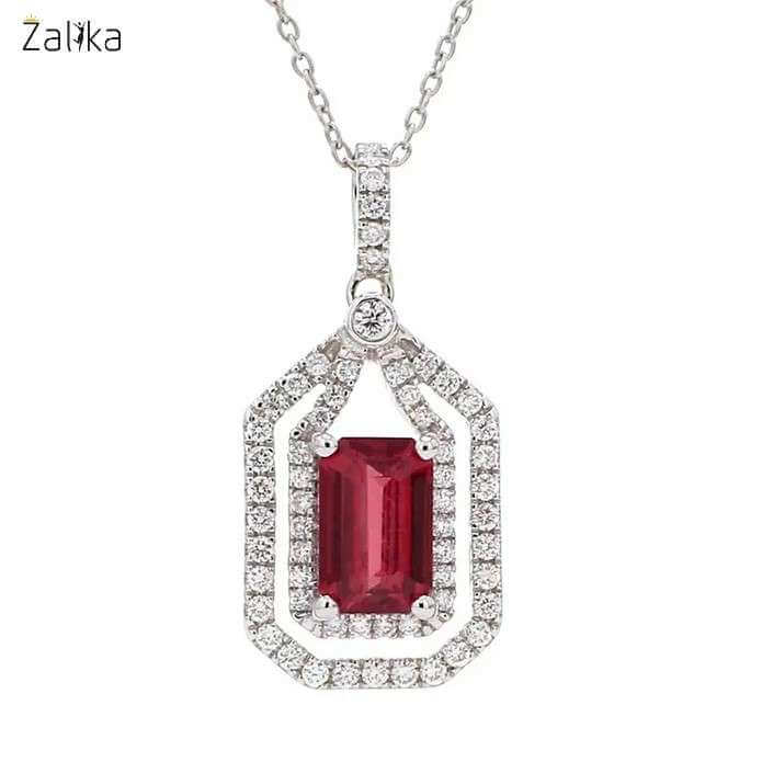 Red Princess Cut Necklace