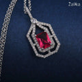 Red Princess Cut Necklace