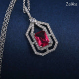 Red Princess Cut Necklace