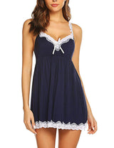 Romantic Baby Doll Lace Back 2 Piece Set - Blue