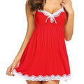 Romantic Baby Doll Lace Back 2 Piece Set-Red
