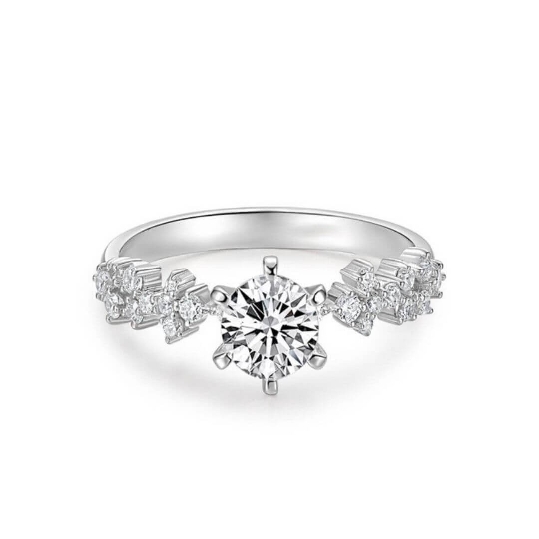 Round Cut Moissanite 925 silver plated Ring