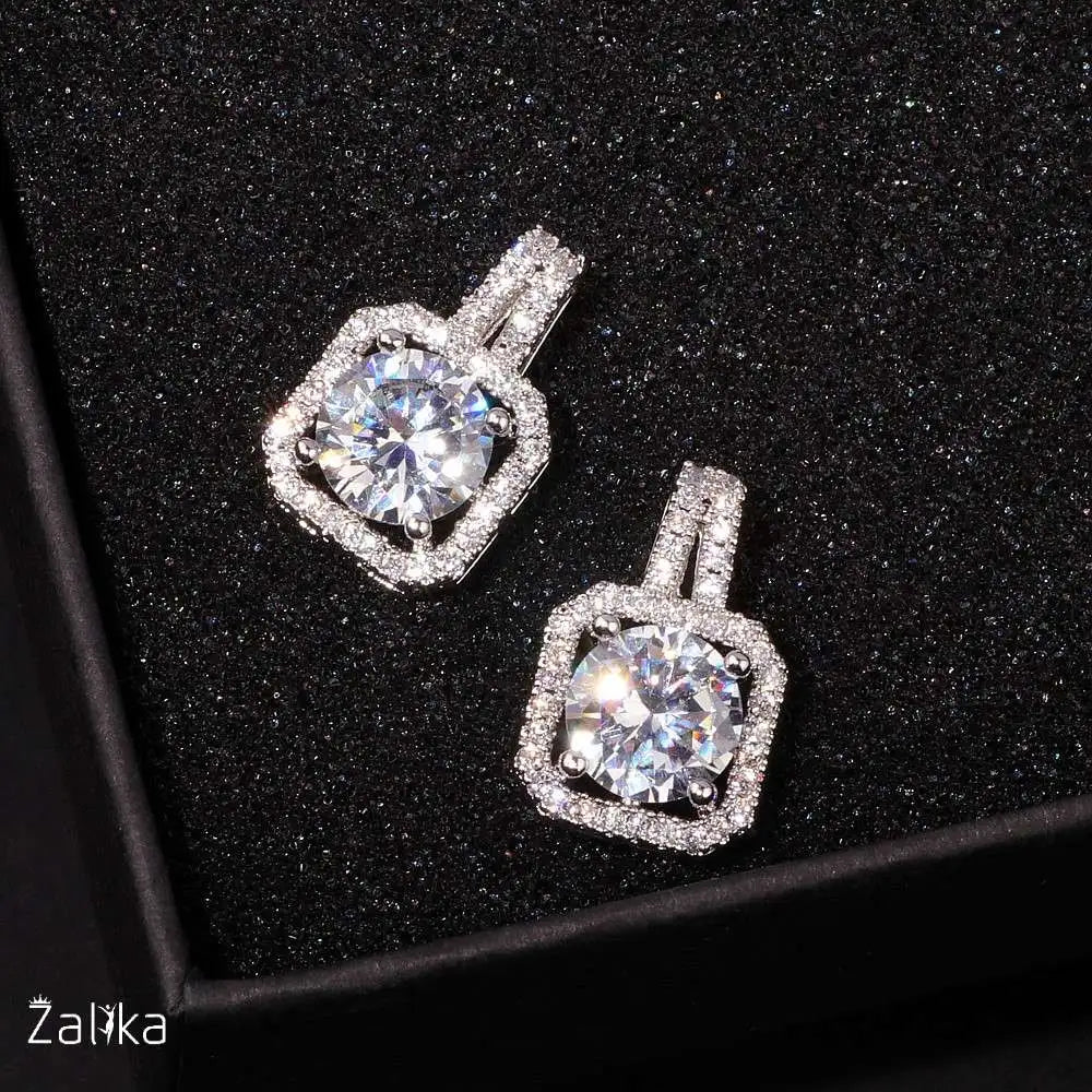 Silver Square Stud Earrings