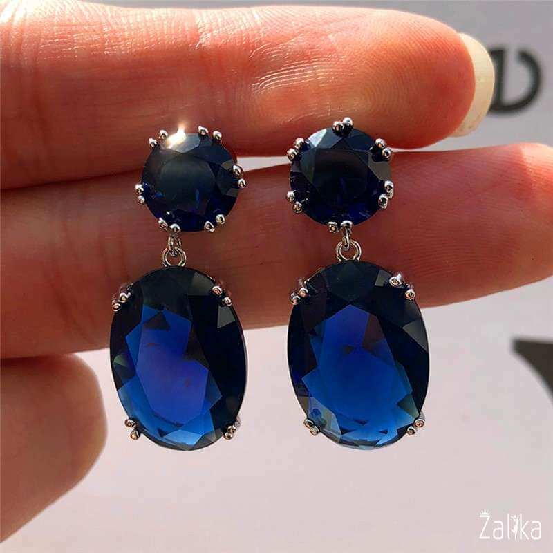 Sapphire Oval Drop Earrings
