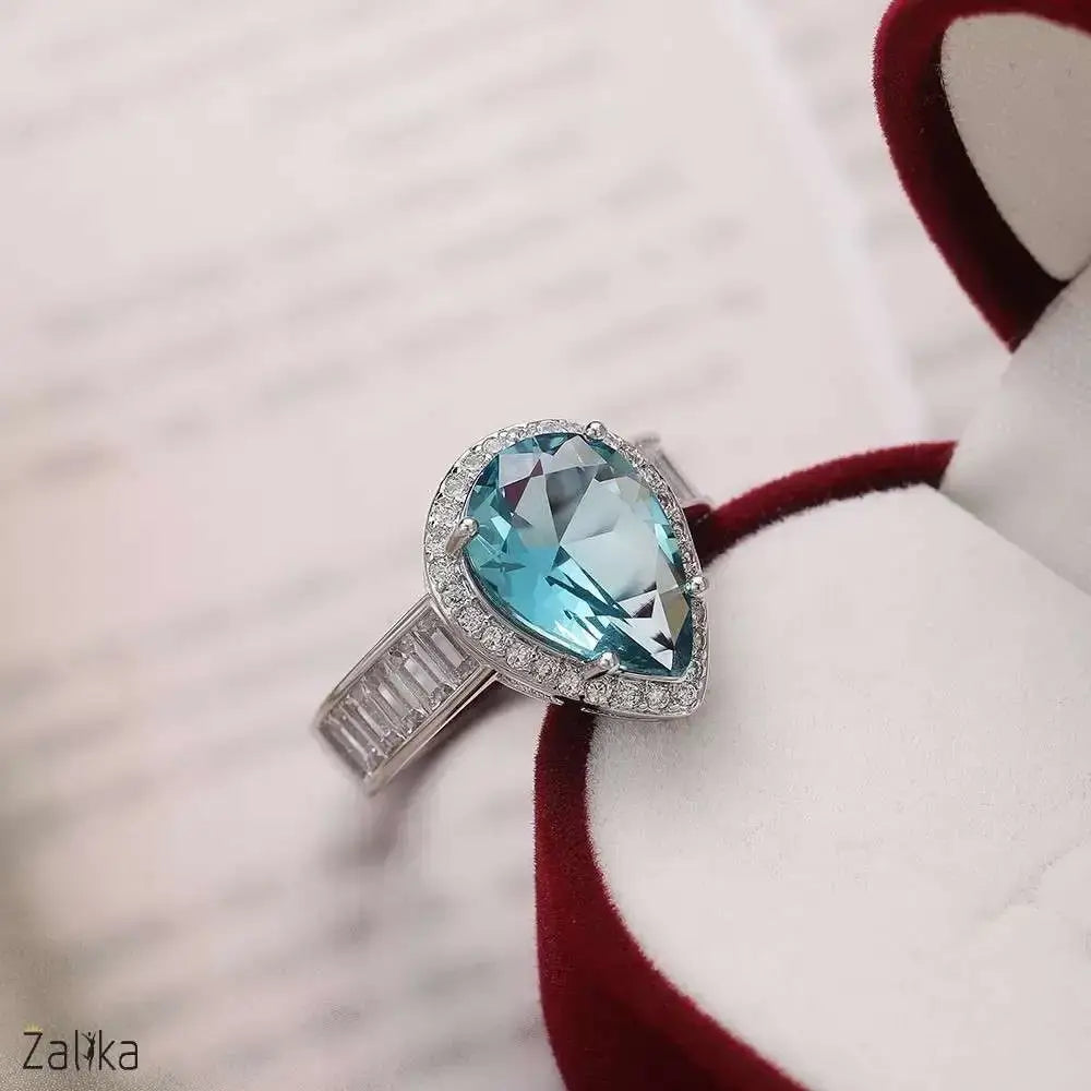 Sea Blue Water Drop Beautiful Ring