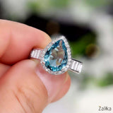 Sea Blue Water Drop Beautiful Ring