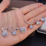 Shiny 6 Designs Silver Coating Crystal Necklace
