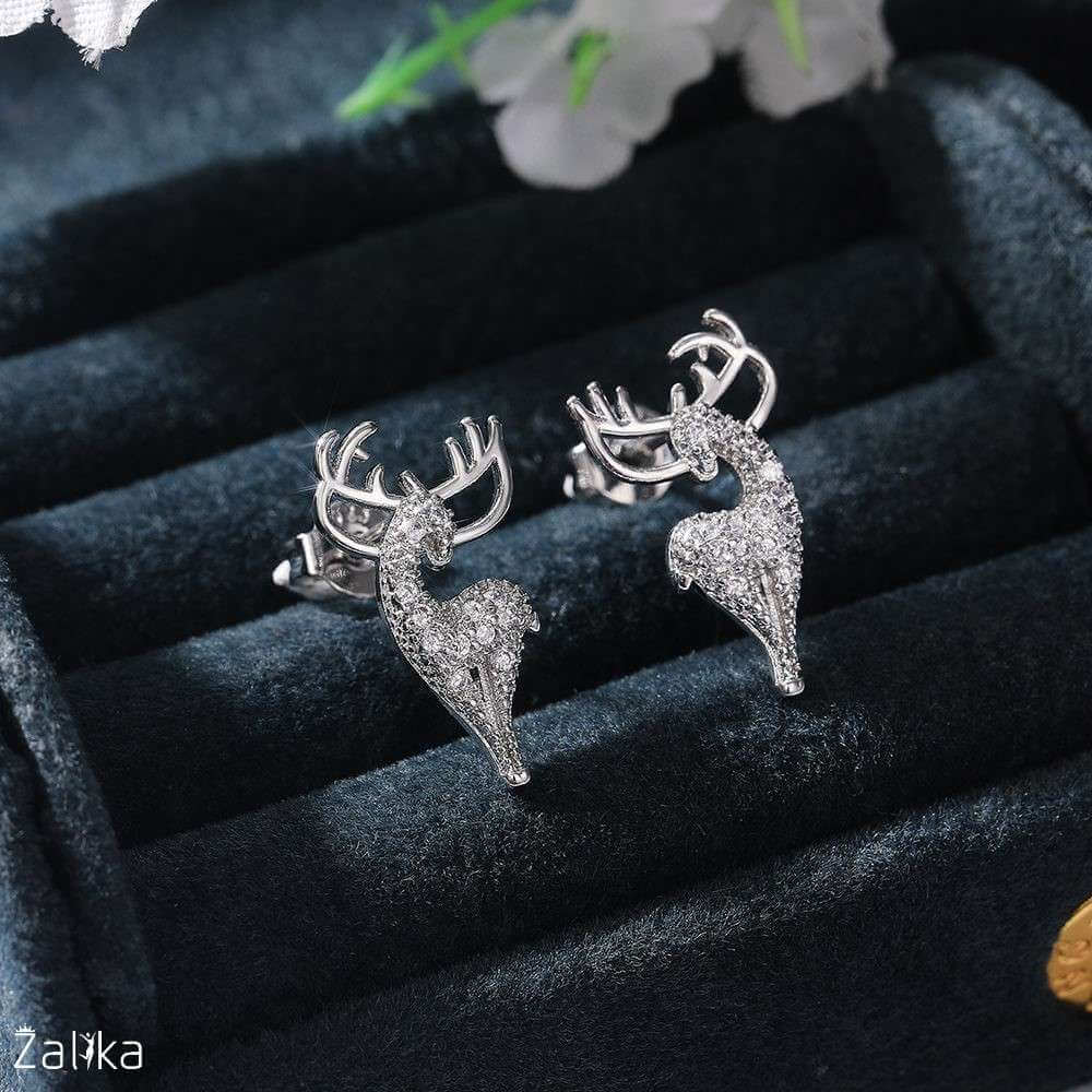 Silver Deer Stud Earrings
