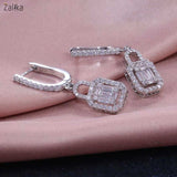 Silver Lock Zircon Earrings