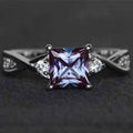 Silver Plated Blue Square Crystal Ring for Women