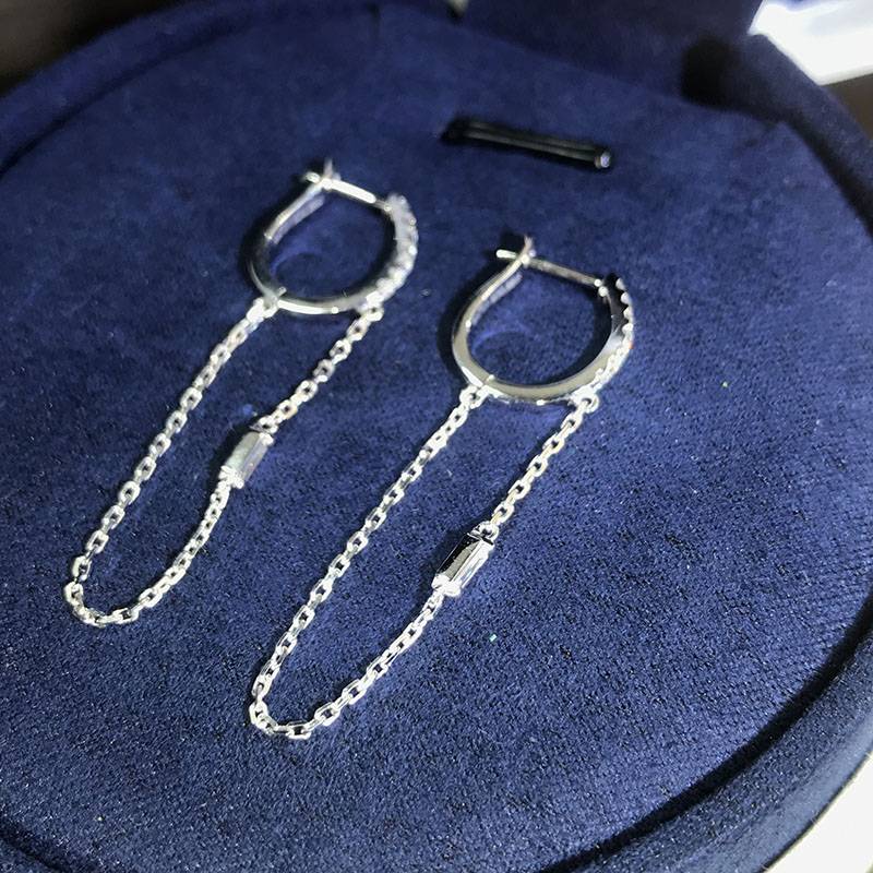 Long Tassel Chain Hoop Earrings