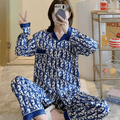Fancy Silk Pajama Set - Blue