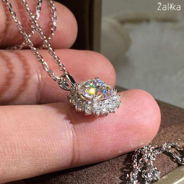 Sun Flower Large Round CZ Filled Necklace