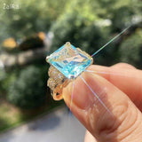 Super Big Pure Light Blue Zircon Ring