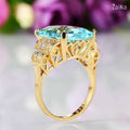 Super Big Pure Light Blue Zircon Ring