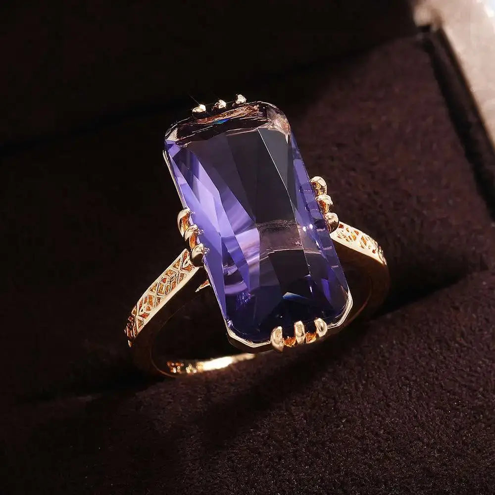 Super Big Pure Royal Purple Zircon Rings