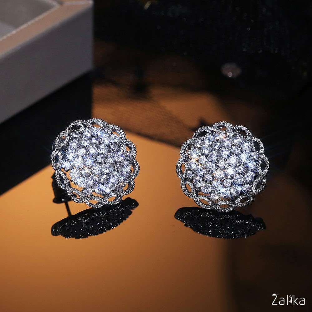 Big Round Flower Stud Earrings