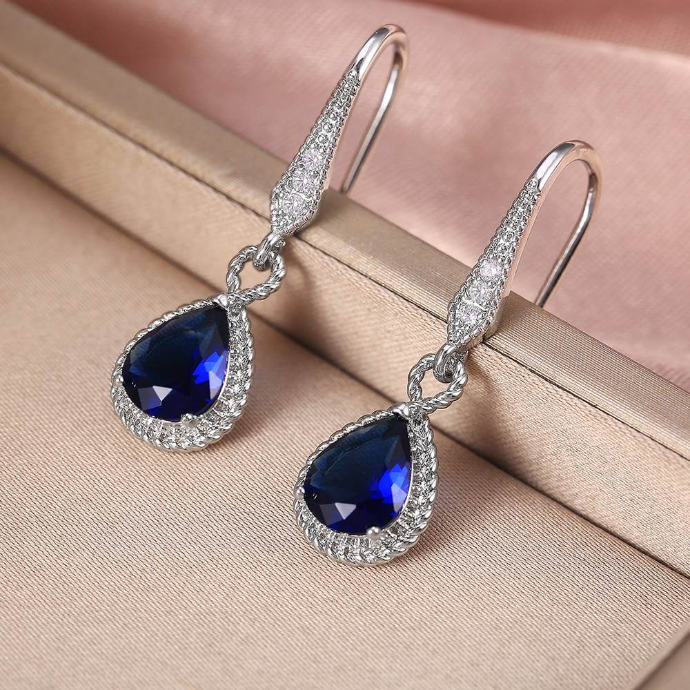 Tear Blue Crystal Earrings