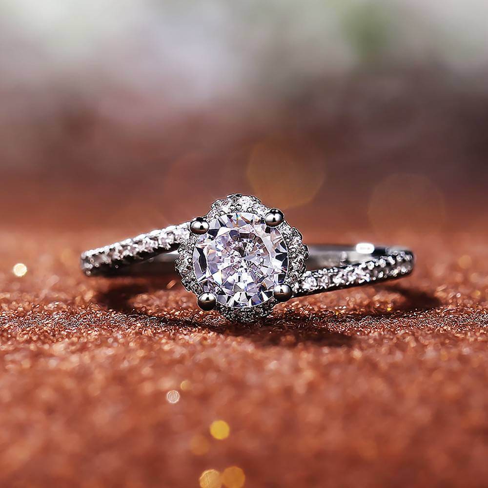 Twisted Silver Plated Brilliant Cut Rings