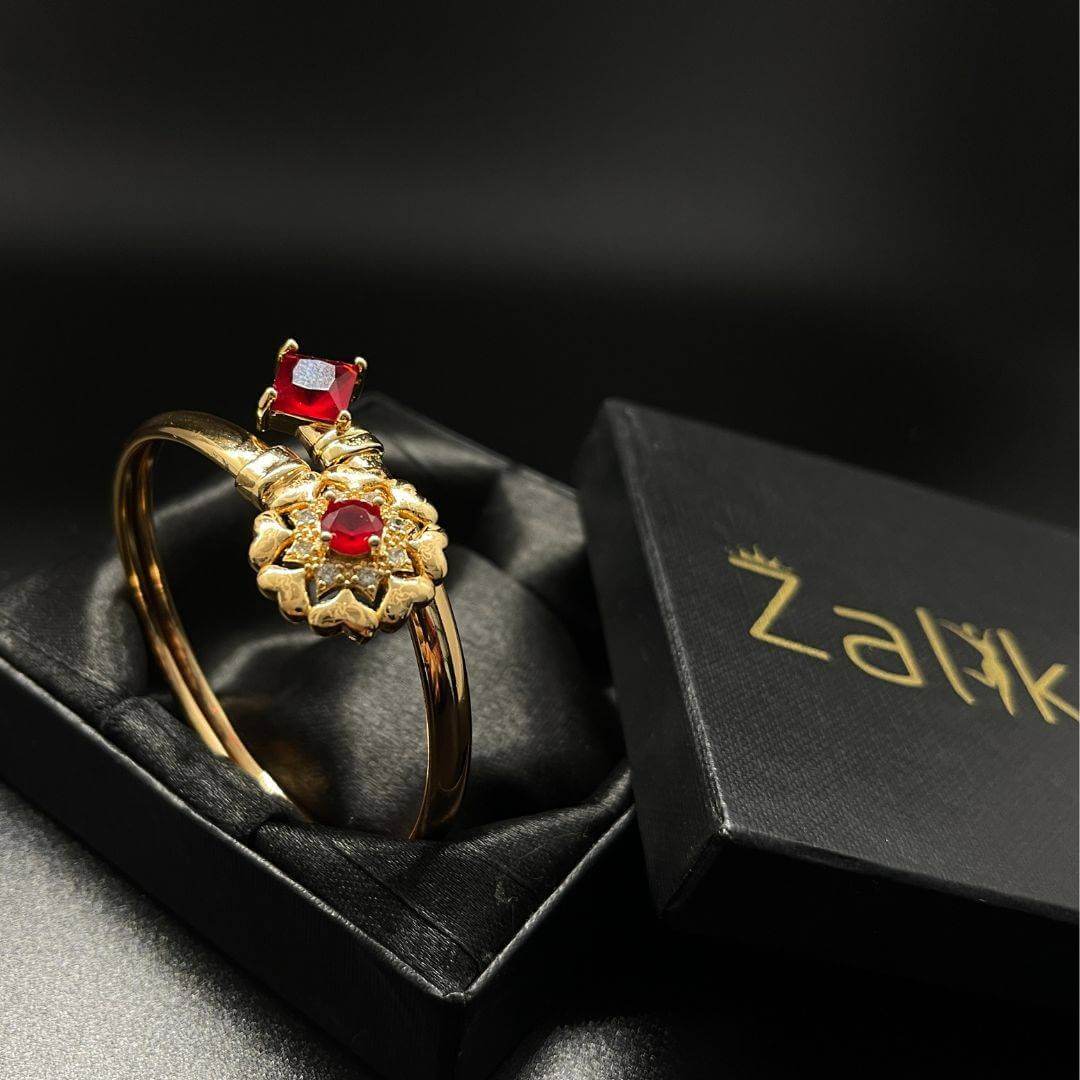 Twister red ruby 18k Gold plated Bangle