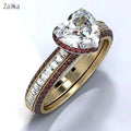 Two Color CZ Gold Heart Ring