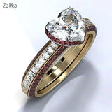 Two Color CZ Gold Heart Ring