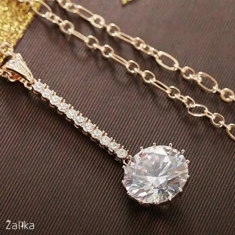 Unique Design Long Strip Zircon Necklace