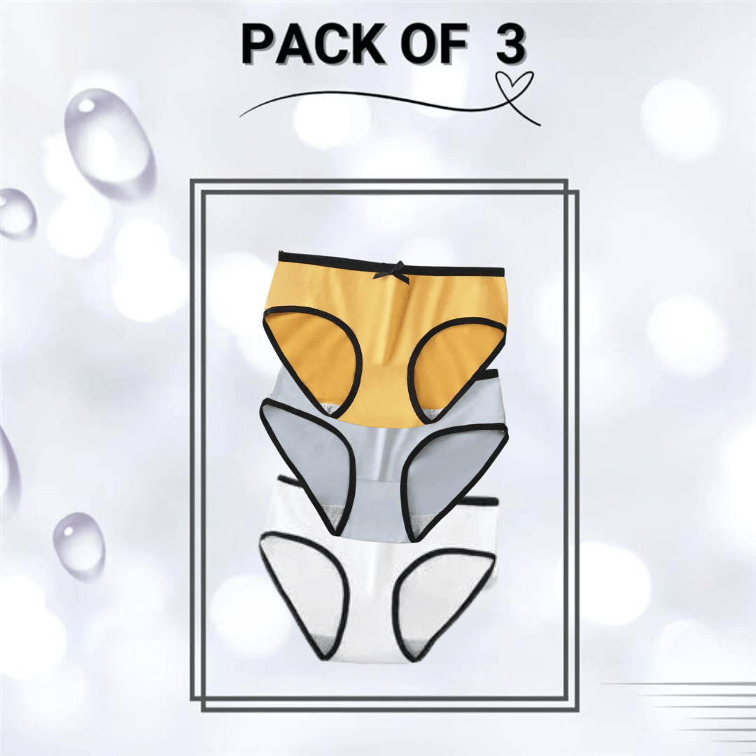 Cotton Panties Pack Of 3  (Yellow ,White , Grey)