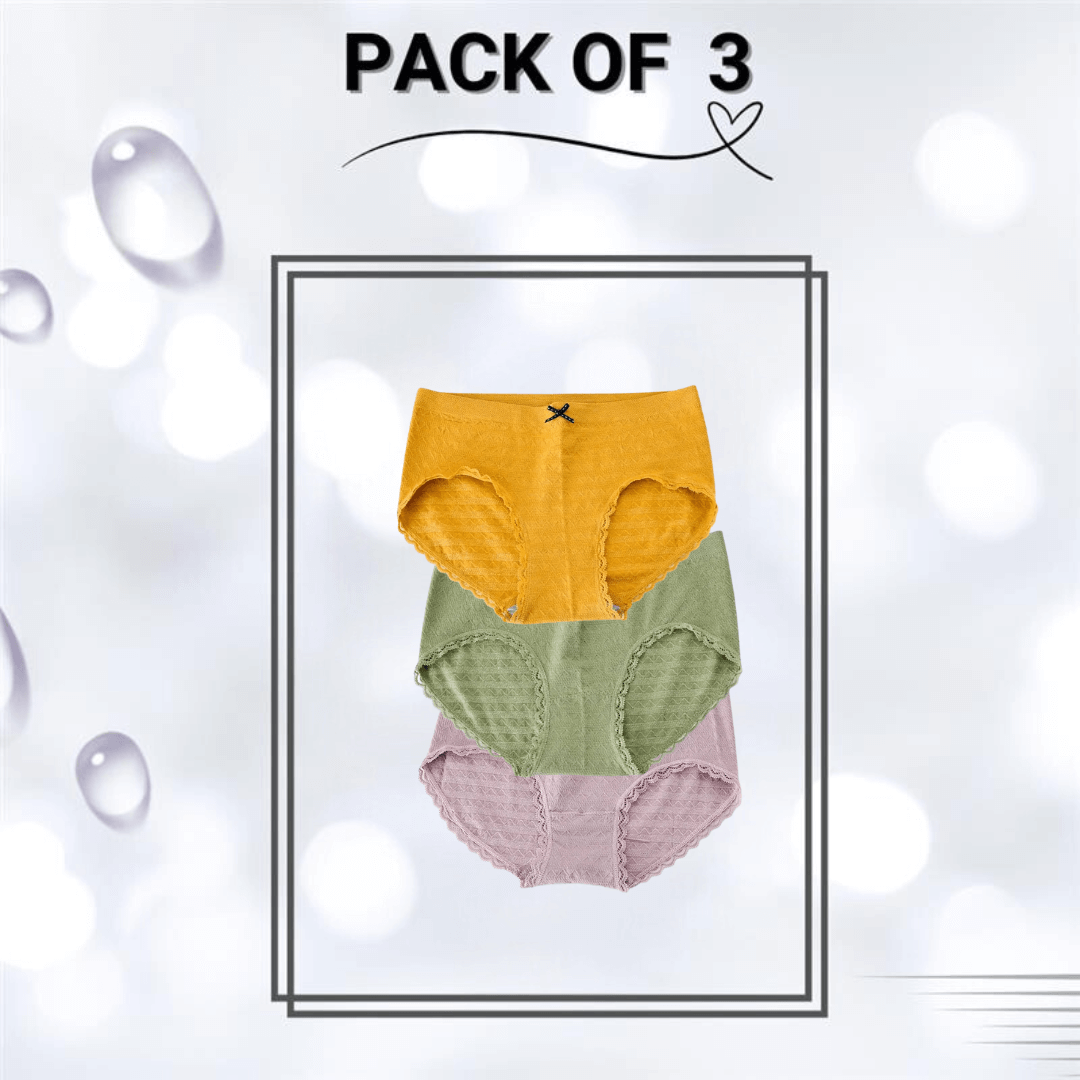 Pack Of 3 Lace Panty (Green, Mustard, Lilac)