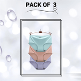 Seamless Ice Silk Panties Pack of 3 - XL (Peach, Sky Blue, Pinkish Brown)