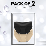 Cotton Stretchable  panties Pack Of 2 (Black , Skin )