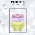 Cotton Stretchable panties Pack Of 3 (Dark Pink, Lilac , Yellow)