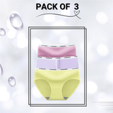 Cotton Stretchable panties Pack Of 3 (Dark Pink, Lilac , Yellow)