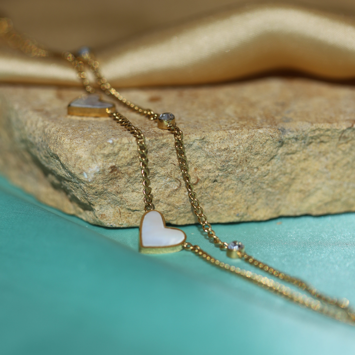 Double Link Chain Heart Bracelet