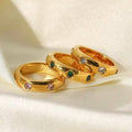 Round Emerald Flush Ring
